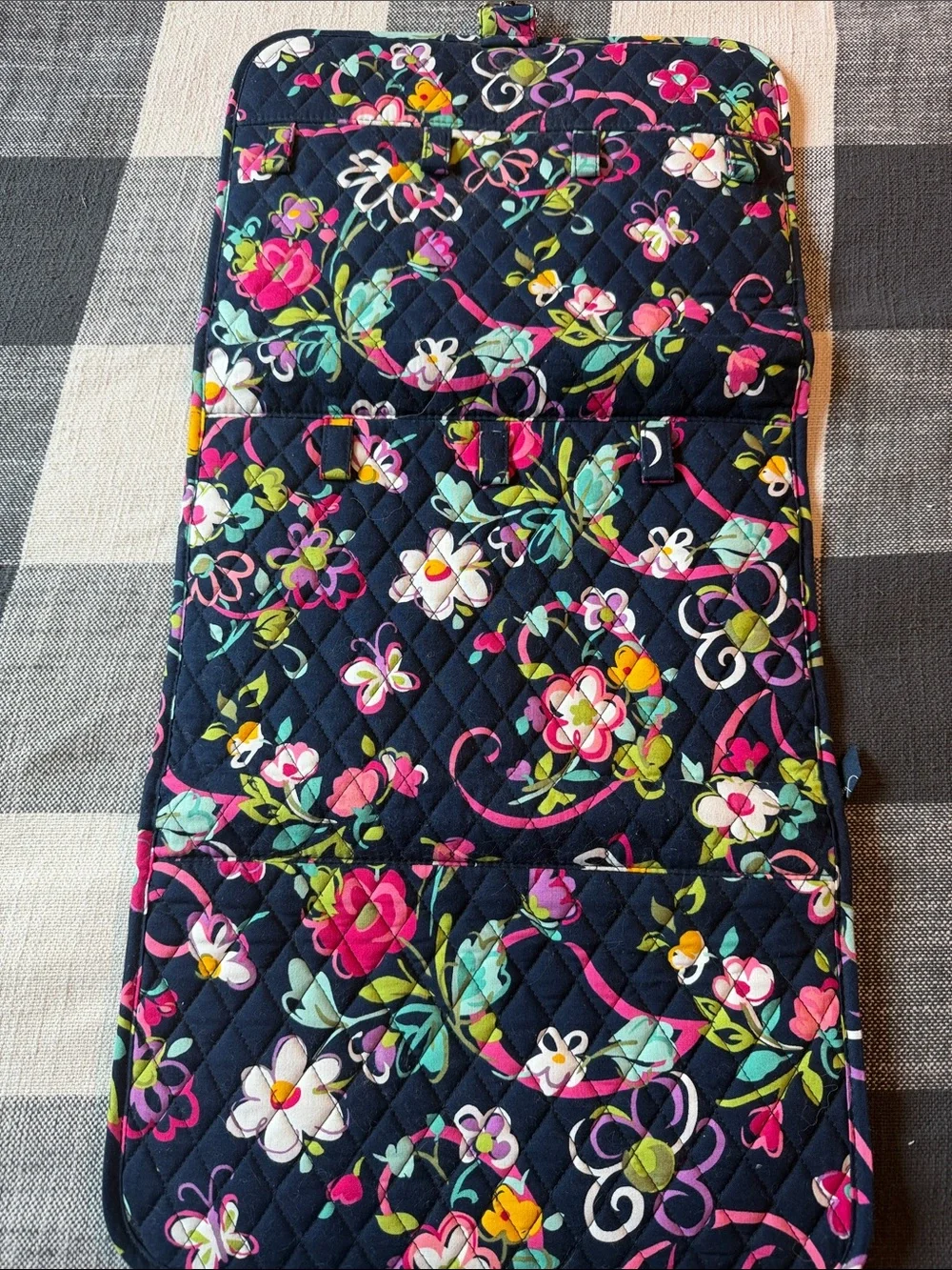 Vera Bradley Navy Floral Quilted Hanging jewelry Organizer